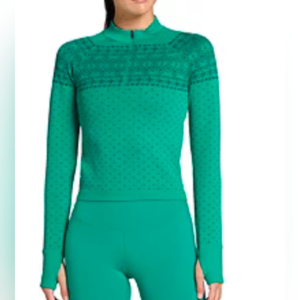 DSG Momentum Seamless 1/4 Zip Melted Emerald Fair Isle Arhletoc Top Size XL